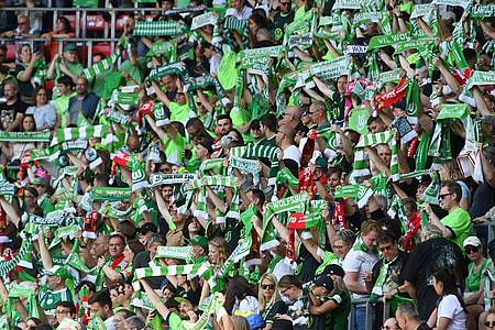 Zahlreiche Wolfsburger Fans waren zur Unterstützung ihrer Mannschaft nach Eindhoven gereist.